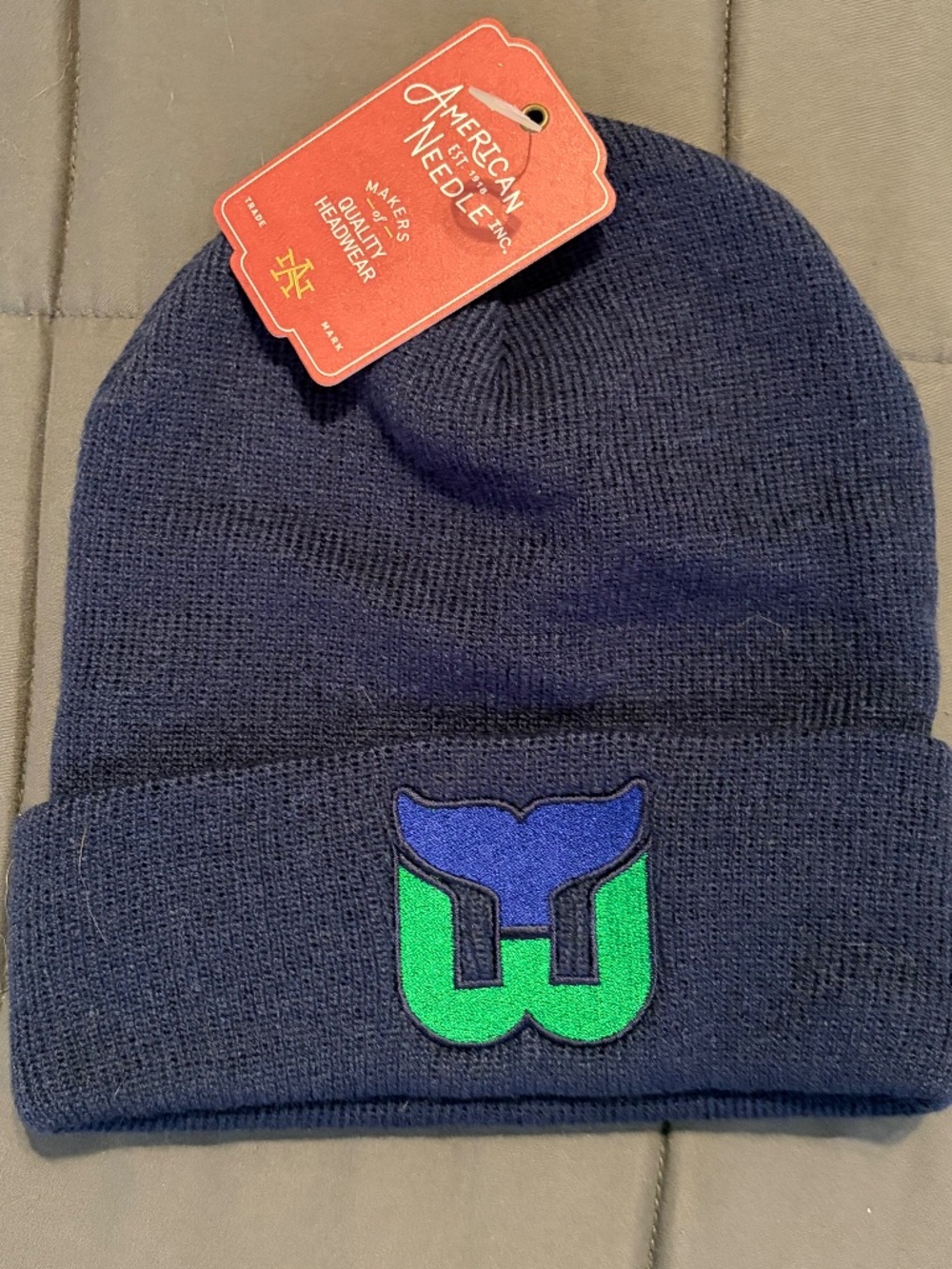 NWT American Needle NHL Hartford Whalers Cuffed Knit Beanie Navy Blue